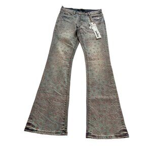 Purple Brand P004 Bandana-Print Jeans in Light Indigo Denim